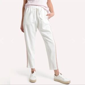 XiRena Rex Pant in Cloud White with Red Side Stripe